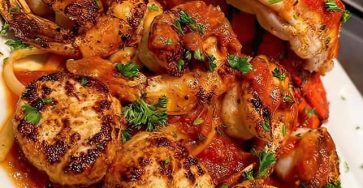 Lobster Tail, Shrimp, and Scallop Pasta