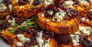 Roasted Sweet Potato Rounds with Honey & Cranberries