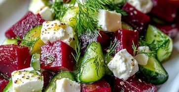 Ruby Beet & Crisp Cucumber Salad with Feta and Fresh Dill