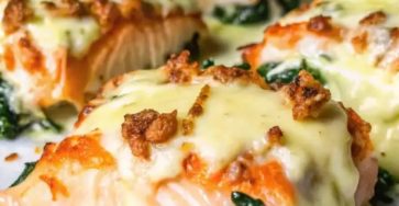 Quick Baked Salmon with Spinach and Mozzarella