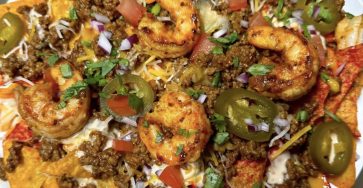 Loaded Shrimp & Beef Nachos 