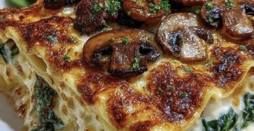 Creamy Spinach & Mushroom White Sauce Lasagna