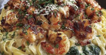 Lobster Alfredo with Spinach 