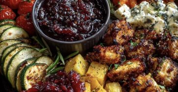 Roasted Veg & Cheese Grazing Platter with Cranberry Sauce