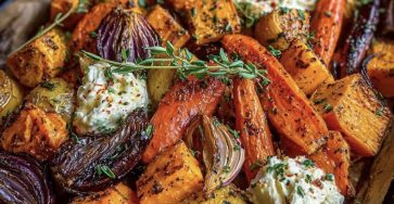 Roasted Sweet Potato, Butternut Squash & Carrots with Whipped Ricotta and Hot Honey