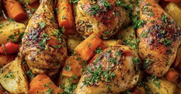 Rustic Oven Chicken with Potatoes, Carrots & Peppers 