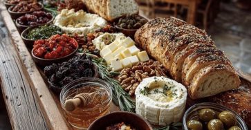 Rustic Mediterranean Bread and Cheese Board